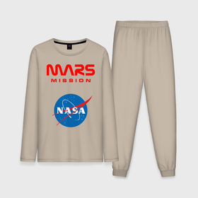 Мужская пижама с лонгсливом хлопок с принтом Nasa Mars mission в Кировске,  |  | mars mission | миссия марс | наса | насса