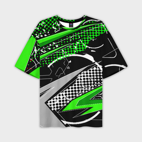 Мужская футболка oversize 3D с принтом Black and green corners ,  |  | texture | абстракция | граффити | краски | линии | текстура | уличный стиль | яркая