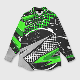 Мужская рубашка oversize 3D с принтом Black and green corners в Новосибирске,  |  | texture | абстракция | граффити | краски | линии | текстура | уличный стиль | яркая