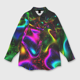 Мужская рубашка oversize 3D с принтом В неоне в Белгороде,  |  | abstract | abstraction | color | geometry | paitnt | psy | абстракция | геометрия | краски | неоновые | психоделика