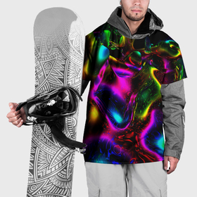Накидка на куртку 3D с принтом В неоне в Санкт-Петербурге, 100% полиэстер |  | abstract | abstraction | color | geometry | paitnt | psy | абстракция | геометрия | краски | неоновые | психоделика