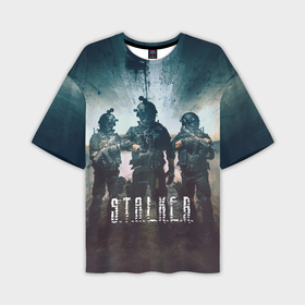 Мужская футболка oversize 3D с принтом Stalker the game в Курске,  |  | s.t.a.l.k.e.r | stalker | вертолет | город призрак | радиация | разруха | разрушенный город | сталкер | чернобыль