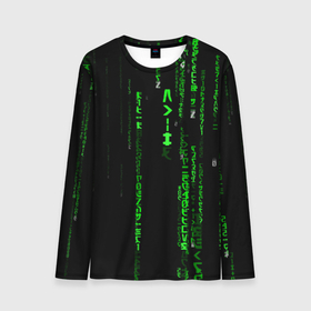 Мужской лонгслив 3D с принтом Матрица кода в Екатеринбурге, 100% полиэстер | длинные рукава, круглый вырез горловины, полуприлегающий силуэт | hugo weaving | pc | the matrix | код | компьютеры | матрица | матрица 4 | программист | программный код | цифры