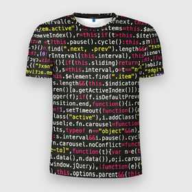 Мужская футболка 3D Slim с принтом Цифры кода в Белгороде, 100% полиэстер с улучшенными характеристиками | приталенный силуэт, круглая горловина, широкие плечи, сужается к линии бедра | Тематика изображения на принте: hugo weaving | pc | the matrix | код | компьютеры | матрица | матрица 4 | программист | программный код | цифры