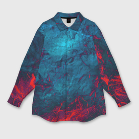 Мужская рубашка oversize 3D с принтом Blue and Red abstract в Тюмени,  |  | black | blood | metal | red | texture | абстракция | камень | краски | красная | красно черное | кровь | лава | метал | текстура | черная