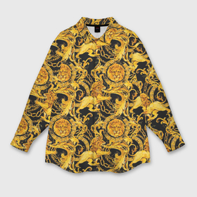 Мужская рубашка oversize 3D с принтом Львы золотые узоры в Петрозаводске,  |  | fashion | luxury | texture | дорогая | дорогой | золото | люкс | паттерн | роскошь | серебро | стиль | стильная | текстура