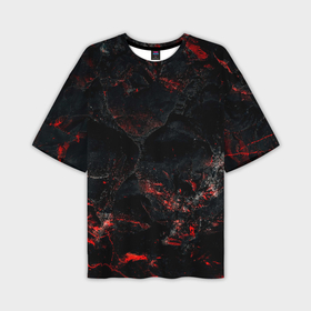 Мужская футболка oversize 3D с принтом Red and Black ,  |  | Тематика изображения на принте: black | blood | metal | red | texture | абстракция | камень | краски | красная | красно черное | кровь | лава | метал | текстура | черная