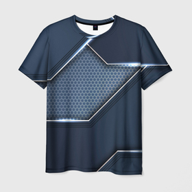 Мужская футболка 3D с принтом Металлическая блестящая основа в Курске, 100% полиэфир | прямой крой, круглый вырез горловины, длина до линии бедер | 