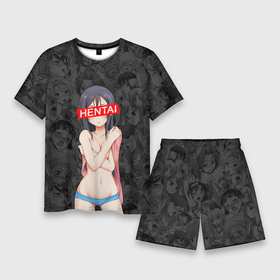 Мужской костюм с шортами 3D с принтом Hentai ,  |  | ahegao | аниме | ахегао | девушка | хентаи | хентау