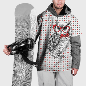 Накидка на куртку 3D с принтом Мудрая сова  в   очках в Кировске, 100% полиэстер |  | Тематика изображения на принте: бабочки | мудрая | мудрость | наука | начитанная | очки | птица | сова | совенок | совушка | умная