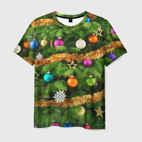 Мужская футболка 3D с принтом Костюм ёлки в Курске, 100% полиэфир | прямой крой, круглый вырез горловины, длина до линии бедер | гирлянда | елка | ёлочные игрушки | ель | конфетти | мишура | новый год | пихта | снежинки | украшения | хвоя