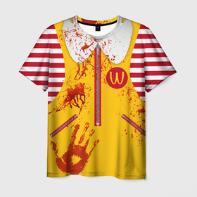 Мужская футболка 3D с принтом МакДональдс в Кировске, 100% полиэфир | прямой крой, круглый вырез горловины, длина до линии бедер | вечеринка | костюм | кровь | пати | персонажи | ужасы | хэллоувин