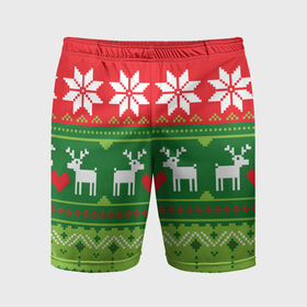 Мужские шорты спортивные с принтом Скандинавские новогодние олени ,  |  | 