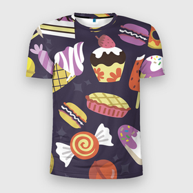 Мужская футболка 3D Slim с принтом Что бы слиплось в Белгороде, 100% полиэстер с улучшенными характеристиками | приталенный силуэт, круглая горловина, широкие плечи, сужается к линии бедра | вкусности | еда | конфеты | мороженое | пирог | рисунок | сладости