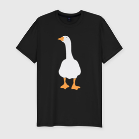 Мужская футболка хлопок Slim с принтом Злой гусь в Петрозаводске, 92% хлопок, 8% лайкра | приталенный силуэт, круглый вырез ворота, длина до линии бедра, короткий рукав | goose | untitled goose | гусь | злой гусь