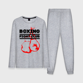 Мужская пижама с лонгсливом хлопок с принтом Boxing Fight club in Russia ,  |  | boxer | boxing | boxing gloves | fight club | бойцовский клуб | бокс | боксер | боксерские перчатки