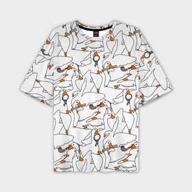 Мужская футболка oversize 3D с принтом Злой гусь в Петрозаводске,  |  | goose | honk | untitled goose game | гусь | гусь игра | злой гусь | игра про гуся | кря | отвратительный гусь