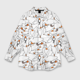 Мужская рубашка oversize 3D с принтом Злой гусь в Курске,  |  | goose | honk | untitled goose game | гусь | гусь игра | злой гусь | игра про гуся | кря | отвратительный гусь
