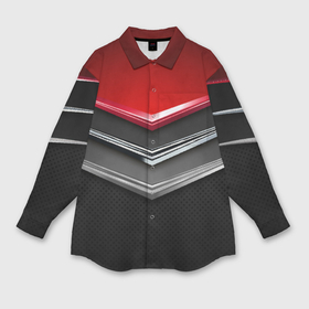 Мужская рубашка oversize 3D с принтом Металлические уголки стрелки серебристые с красной пластиной в Кировске,  |  | 