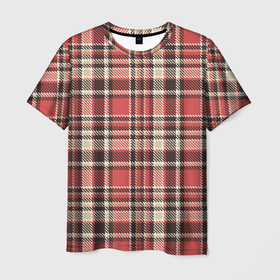 Мужская футболка 3D с принтом Клетчатый красный стиль рубашки в Новосибирске, 100% полиэфир | прямой крой, круглый вырез горловины, длина до линии бедер | texture | абстракция | квадратики | клетки | клетчатая | линии | рубашка | текстура