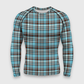 Мужской рашгард 3D с принтом Клетчатый голубой стиль рубашки ,  |  | texture | абстракция | квадратики | клетки | клетчатая | линии | рубашка | текстура
