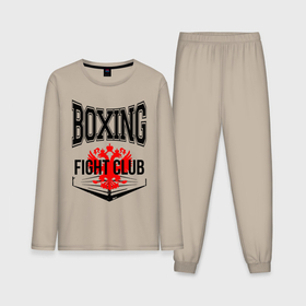 Мужская пижама с лонгсливом хлопок с принтом Boxing fight club Russia ,  |  | boxer | boxing | fight club | kickboxing | mma
