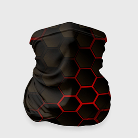 Бандана-труба 3D с принтом Соты объемные с красным свечением в Петрозаводске, 100% полиэстер, ткань с особыми свойствами — Activecool | плотность 150‒180 г/м2; хорошо тянется, но сохраняет форму | 3d | 3д | black | metal | red | texture | абстракция | камень | лава | метал | соты | текстура | черная