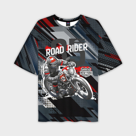 Мужская футболка oversize 3D с принтом Road rider мотоциклист в Белгороде,  |  | moto | motobike | road rider | гонка | гонщик | мото | мотоцикл | мотоциклист