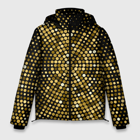 Мужская зимняя куртка 3D с принтом Золотые блестящие блестки в Новосибирске, верх — 100% полиэстер; подкладка — 100% полиэстер; утеплитель — 100% полиэстер | длина ниже бедра, свободный силуэт Оверсайз. Есть воротник-стойка, отстегивающийся капюшон и ветрозащитная планка. 

Боковые карманы с листочкой на кнопках и внутренний карман на молнии. | 