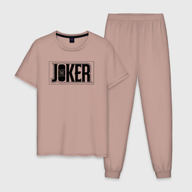 Мужская пижама хлопок с принтом The Joker в Новосибирске, 100% хлопок | брюки и футболка прямого кроя, без карманов, на брюках мягкая резинка на поясе и по низу штанин
 | Тематика изображения на принте: batman | dc | dc джокер | detective comics | harley | joker | shtatjoker | the joker | бетмен | джокер | злодей | харли