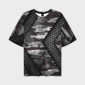 Мужская футболка oversize 3D с принтом Камуфляжная черная объемная броня в Тюмени,  |  | texture | абстракт | абстракция | армия | броня | защита | защитник | камуфляж | кольчуга | текстура | узор | цепи