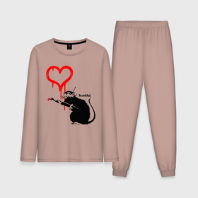 Мужская пижама с лонгсливом хлопок с принтом Banksy ,  |  | Тематика изображения на принте: banksy | heart | бэнкси | сердце