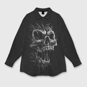 Мужская рубашка oversize 3D с принтом Cry в Курске,  |  | cry | fear | grin. teeth | halloween | horror | jaw | skull | зубы | крик | оскал | ужас | хэллоуин | череп
