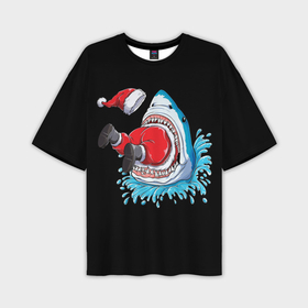 Мужская футболка OVERSIZE 3D с принтом Съеденный Санта в Тюмени,  |  | bells | christmas | claus | jingle | merry | santa | vevo | год | дед | клаус | мороз | новый | олени | олень | рождество | санта | снеговик | снежинки | узор