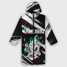 Мужской дождевик 3D с принтом Samurai Glitch в Курске,  |  | cbp | cyberpunk 2077 | glitch | samurai | глитч | игра | киберпанк 2077 | самурай