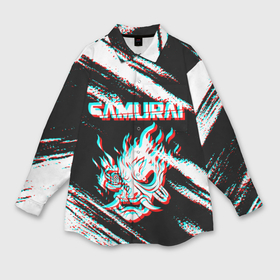 Мужская рубашка oversize 3D с принтом Samurai Glitch ,  |  | cbp | cyberpunk 2077 | glitch | samurai | глитч | игра | киберпанк 2077 | самурай