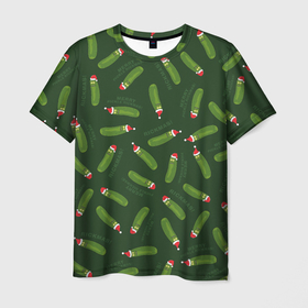 Мужская футболка 3D с принтом MERRY PICKLE RICKMAS! в Кировске, 100% полиэфир | прямой крой, круглый вырез горловины, длина до линии бедер | rick and morty | мультсериал | новый год | рик и морти | рождество
