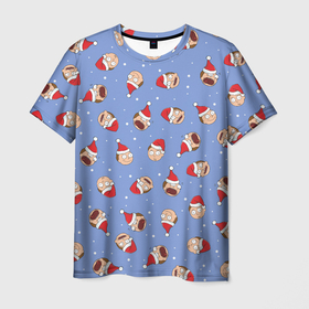 Мужская футболка 3D с принтом MERRY MORTY-MAS в Санкт-Петербурге, 100% полиэфир | прямой крой, круглый вырез горловины, длина до линии бедер | rick and morty | мультсериал | новый год | рик и морти | рождество