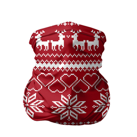 Бандана-труба 3D с принтом Вязаный Свитер С Оленями в Новосибирске, 100% полиэстер, ткань с особыми свойствами — Activecool | плотность 150‒180 г/м2; хорошо тянется, но сохраняет форму | 2020 | christmas | deer | merry | new year | santa | вязаная | вязаный олень | год | дед | мороз | новый год | олень | праздник | рождество | санта | узоры
