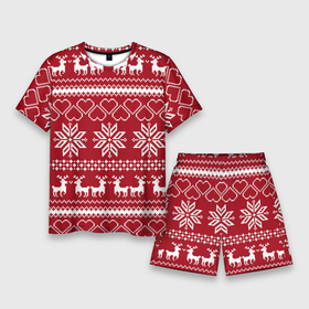 Мужской костюм с шортами 3D с принтом Вязаный Свитер С Оленями ,  |  | 2020 | christmas | deer | merry | new year | santa | вязаная | вязаный олень | год | дед | мороз | новый год | олень | праздник | рождество | санта | узоры