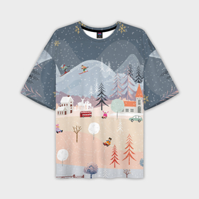 Мужская футболка OVERSIZE 3D с принтом Новогодние каникулы в Екатеринбурге,  |  | Тематика изображения на принте: 2020 | елка | елки | елочные игрушки | зима | зимняя | игрушки | мороз | новогодняя | новый год | новый год 2020 | рождество | рябина | снег | холод