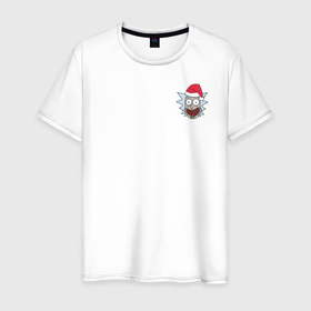Мужская футболка хлопок с принтом Rick -Santa в Тюмени, 100% хлопок | прямой крой, круглый вырез горловины, длина до линии бедер, слегка спущенное плечо. | rick and morty | мультсериал | новый год | рик и морти | рождество