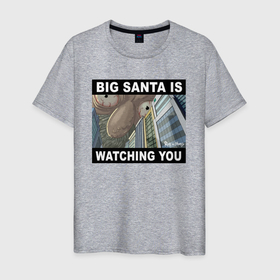 Мужская футболка хлопок с принтом BIG SANTA IS WATCHING YOU в Кировске, 100% хлопок | прямой крой, круглый вырез горловины, длина до линии бедер, слегка спущенное плечо. | rick and morty | мультсериал | новый год | рик и морти | рождество
