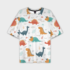 Мужская футболка oversize 3D с принтом Милые динозавры в Новосибирске,  |  | dinosaurs | динозавр | динозавры | животные | игрушки | мульт динозавры | мультяшки динозавры | тиранозавр