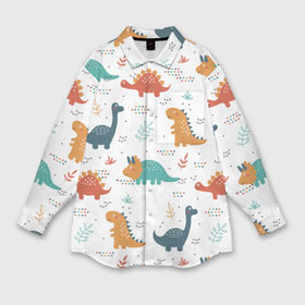 Мужская рубашка oversize 3D с принтом Милые динозавры в Новосибирске,  |  | dinosaurs | динозавр | динозавры | животные | игрушки | мульт динозавры | мультяшки динозавры | тиранозавр