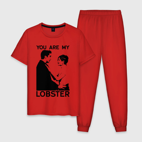 Мужская пижама хлопок с принтом You are My Lobster. в Тюмени, 100% хлопок | брюки и футболка прямого кроя, без карманов, на брюках мягкая резинка на поясе и по низу штанин
 | Тематика изображения на принте: chandler | friends | joe | joseph | lobster | monica | phoebe | pivot | rachel | ross | дженнифер | джо | джозеф | друзья | моника | росс | рэйчел | сериал friends | сериал друзья | фиби | чендлер