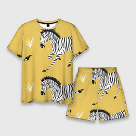 Мужской костюм с шортами 3D с принтом Зебра арт ,  |  | animals | zebra | животные | зебра