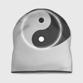 Шапка 3D с принтом Инь   янь с двух сторон в Курске, 100% полиэстер | универсальный размер, печать по всей поверхности изделия | black | signs | white. | ying   yang | белый | знаки | инь   янь | чёрный