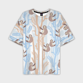 Мужская футболка oversize 3D с принтом Ленивец стайл в Петрозаводске,  |  | животные | ленивец