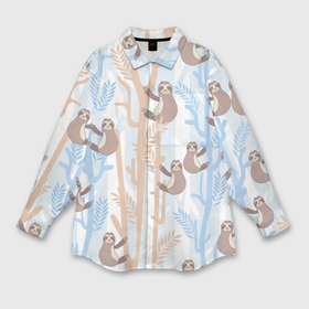 Мужская рубашка oversize 3D с принтом Ленивец стайл в Кировске,  |  | Тематика изображения на принте: животные | ленивец